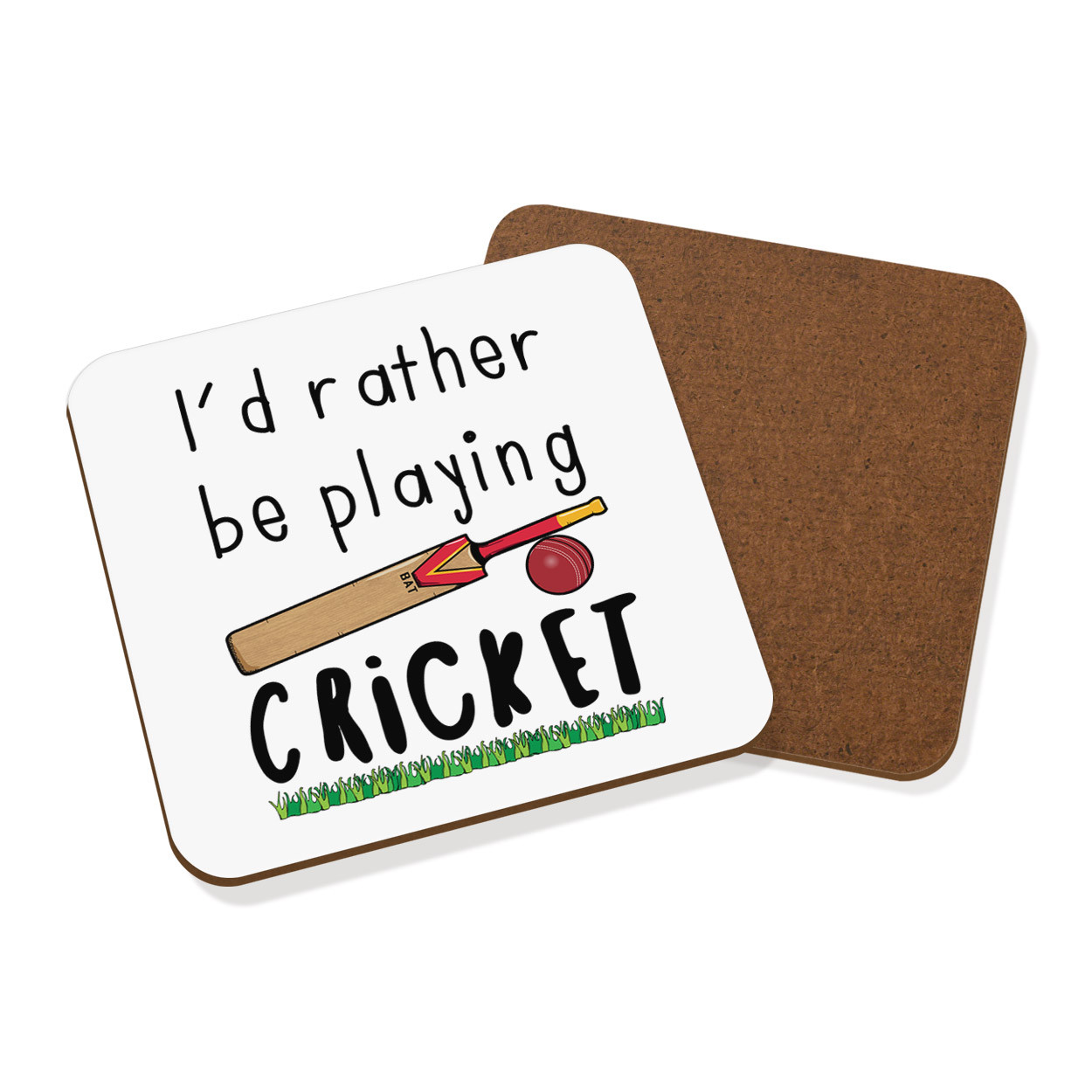 I'd Rather Be Playing Cricket Coaster Drinks Mat - Funny Sport