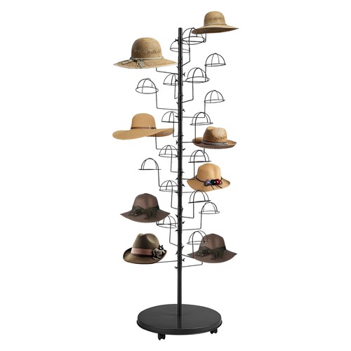 Metal Hats Display Stand Hat Storage Stand Freestanding Hat Rack w/ 25 Hooks - Picture 35 of 56