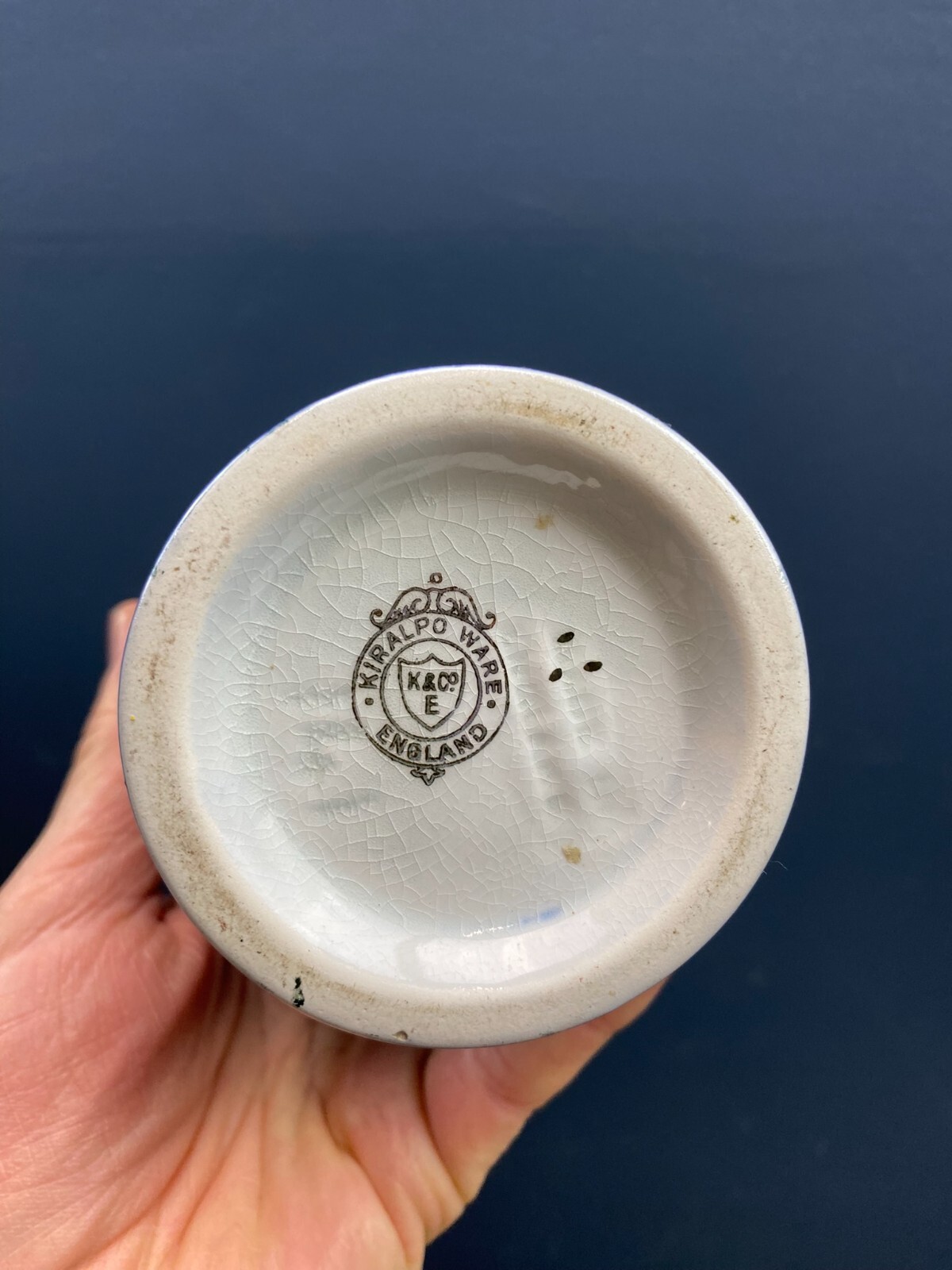 PAIR VINTAGE 1920'S KIRALPO WARE KIRKLANDS POTTERY BLUE LUSTRE WARE