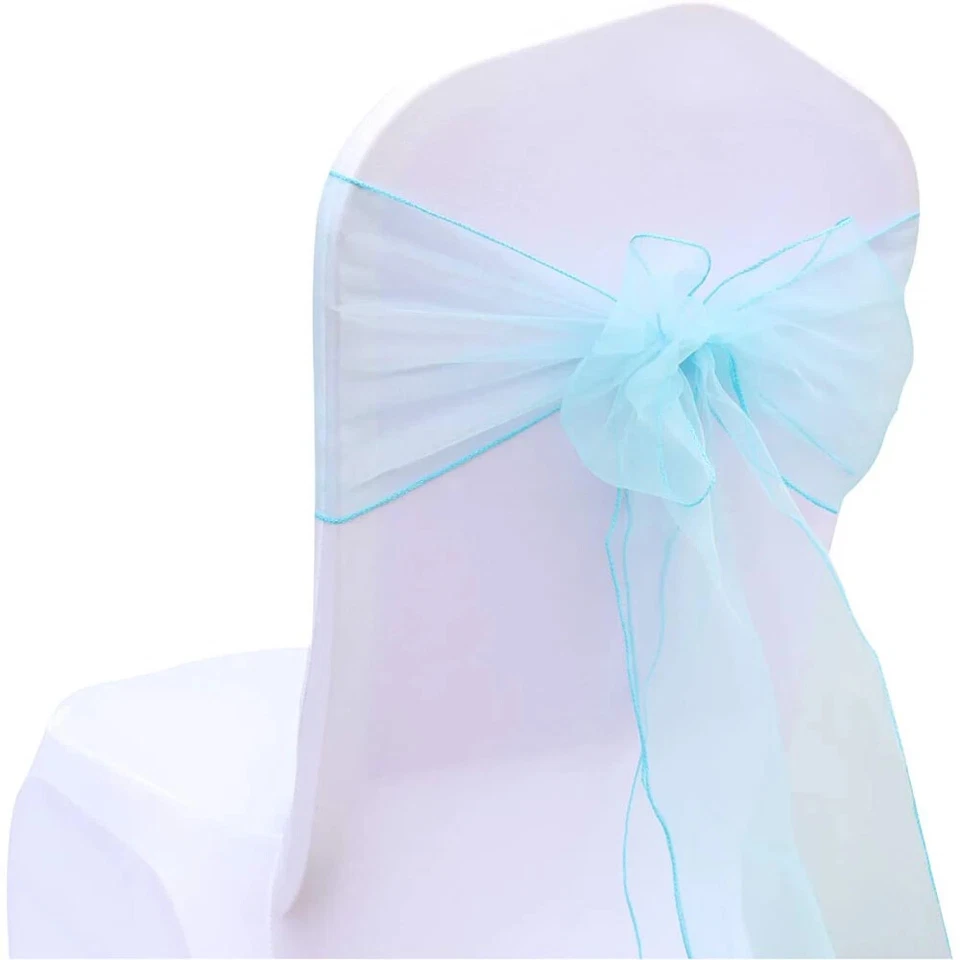 10/50/100 Pcs Organza Chair Sash Bow for Banquet Wedding Party Event Xmas Decor - Image 4 of 4