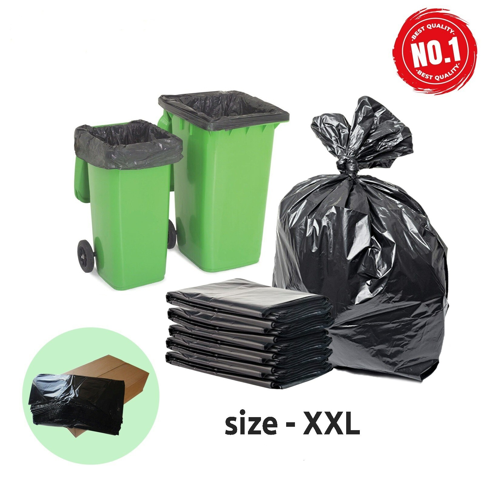 Heavy Duty Wheelie Bin Liners Rubbish Bags Extra Large 240L Refuse Sack