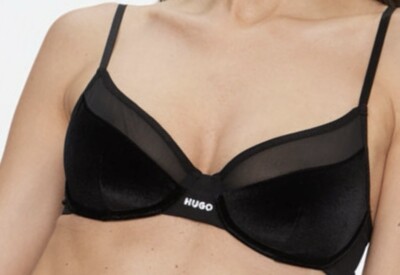 Hugo Boss MIXED-MATERIAL UNDERWIRED BRA WITH FOIL LOGO