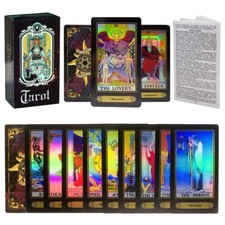 Holographic Tarot Deck for Beginners, 78 Classic Tarot Cards Surface Laser