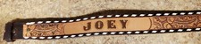 Brown Tooled Leather Boys Western Belt Youth Sz 18" - 23" 1 3/4" Wide Name Joey