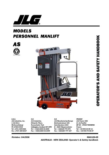 JLG Toucan Vertical Lifts OWNERS PARTS SERVICE Manuals Schematics - MANY MODELS - Picture 218 of 247