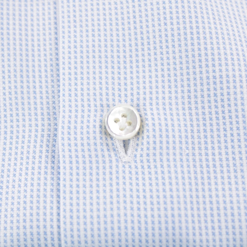 Camisa de vestir Barba nueva con etiquetas talla 15 38 en azul claro liso 100 % algodón Foto 4 de 4