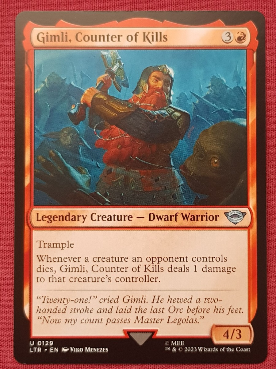 gimli card mtg Gimli, Counter of Kills [804] [Ring Showcase] [The Lord of the Rings: Tales  of Middle-earth] [Surge Foil] – Face to Face Games main image 0