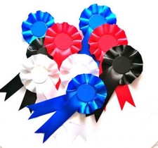 10 X Red Black Blue White Rosettes Funerals School Prizes Sports Blank Rosettes