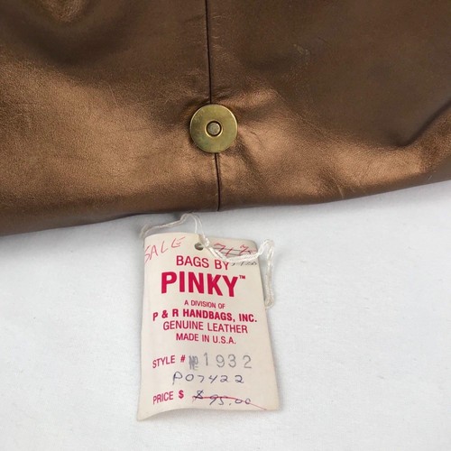 VTG BAGS BY PINKY Genuine Leather copper brownish Bag Purse Made in USA - Picture 12 of 12