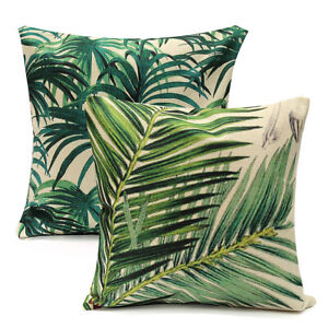 Tropical Green Leaf Palm Pillow Cases Sofa Waist Throw Cushion Cover Home Decor