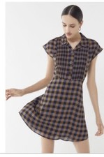 Urban Outfitters Nancy Shirt Dress NWT Small Plaid Brown Black Short Rayon