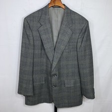 AUSTIN REED Sport Coat Blazer Gray Plaid Wool Size ~ 44R - USA Made