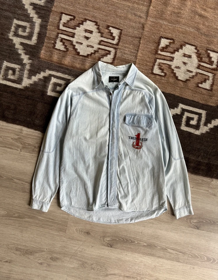 Camisa vaquera Trussardi vintage años 90 para hombre talla XL Foto 3 de 4