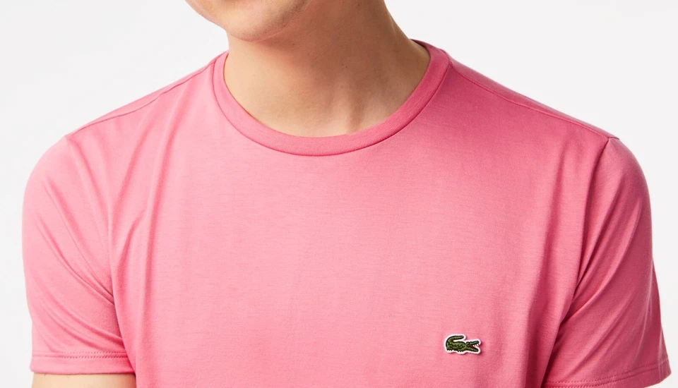 Camiseta jersey de algodón Pima cuello redondo Lacoste para hombre, rosa, M Foto 2 de 2