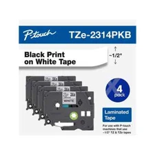 Brother P-touch TZe-231 Laminated Label Maker Tape 1/2" x 26-2/10' 4 PACK