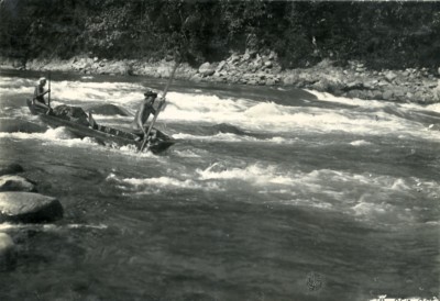 Vietnam Indochina Tonkin Lai Chau Pirogue am Fluss altes Foto 1925