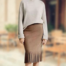 Club Monaco Women's Skirt Brown Slim Pleated Size Retail $169