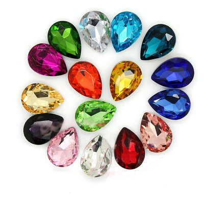 12 Rhinestone 30x20mm pointback Crystal Teardrop Fancy Big Stone Lot ...