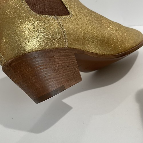 Saint Laurent Chelsea Leather Ankle Boot Gold Metallic Size 34 US 4 - Picture 6 of 11