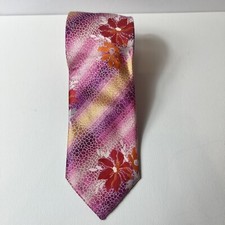Steven Land Big Knot Luxury Tie Gold Orange Pink Floral Silk Necktie 60" x 3"