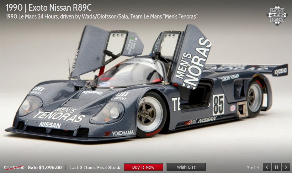 EXOTO 90 Nissan R89C LeMans, Wada/Olofsson/Sala 1:18, NIB EXOTO 90 Nissan R89C LeMans, Wada/Olofsson/Sala 1:18, NIB