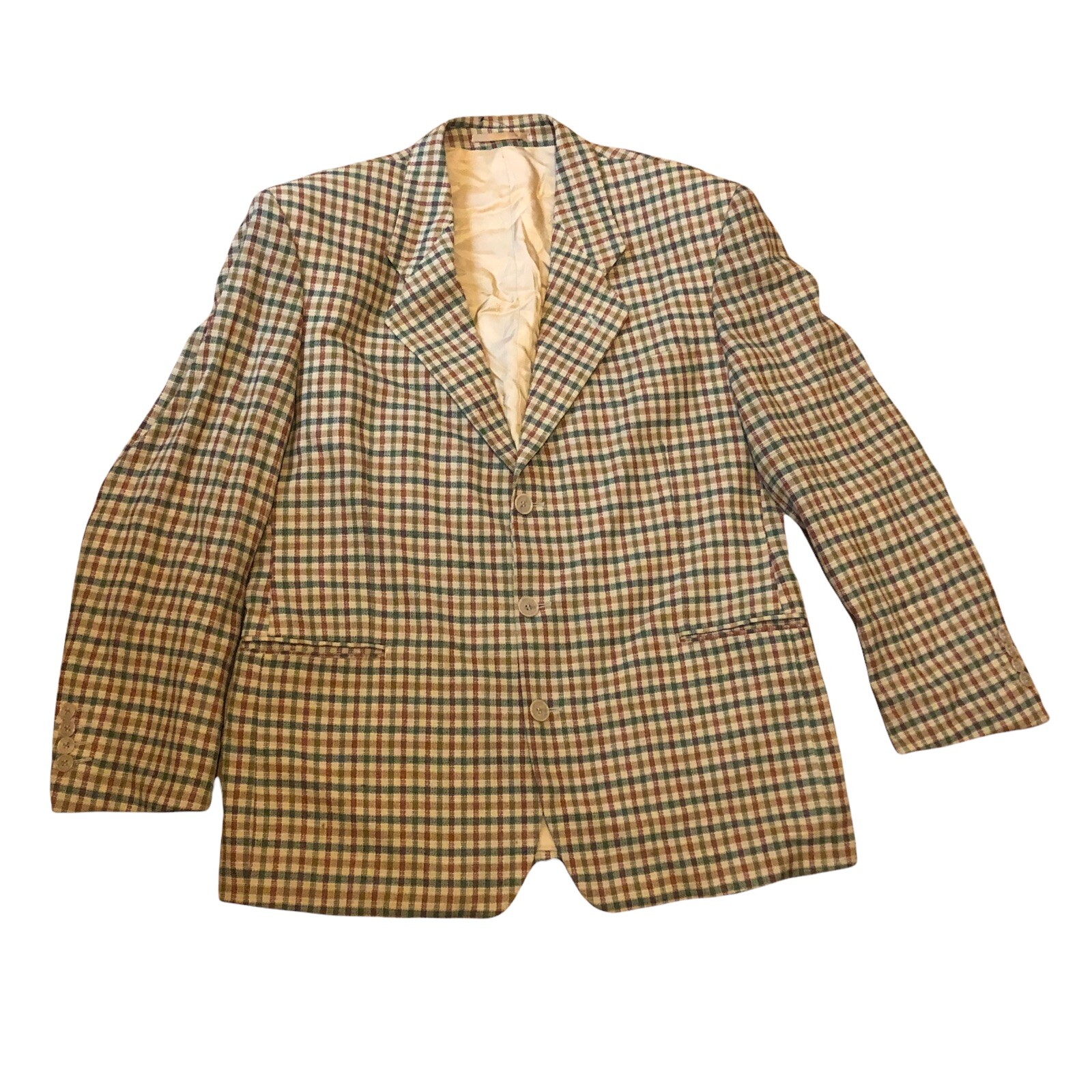 Blazer vintage YSL Yves Saint Laurent taglia 44 marrone sgabello da uomo a scacchi