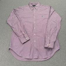 Ralph Lauren Men's Long Sleeve Classic Fit Blue Purple Striped Shirt Size 16 L