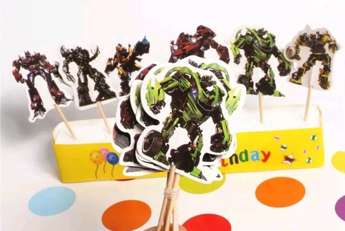 12pcs Transformers cupcake toppers Robot Bumblebee Optimus Prime cake topper - Picture 5 of 6