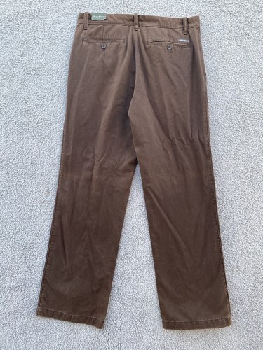 NEW - Eddie Bauer Mens Flat Front Pants Brown 32 x 32 Combed Cotton Classic Fit - Picture 9 of 13