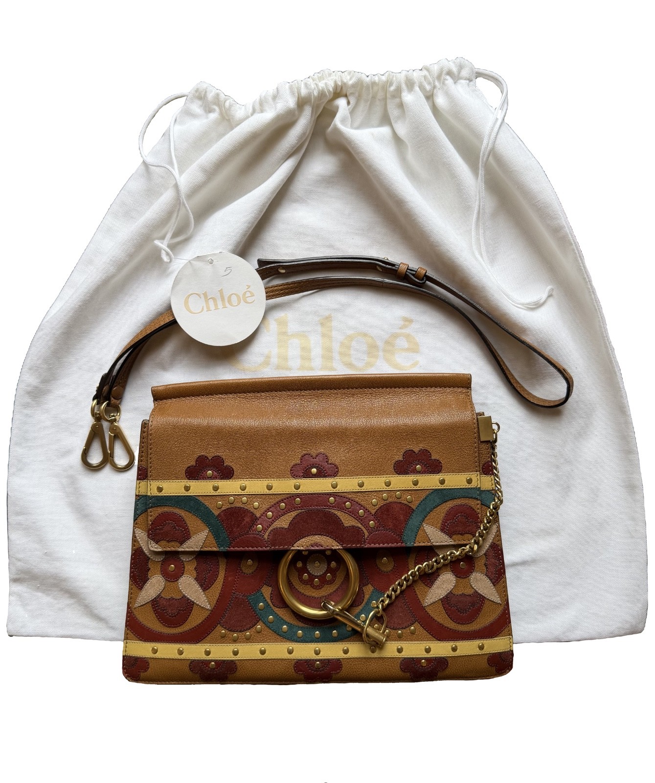 Chloe Multicolor Patchwork Suede & Caramel Leathe… - image 2