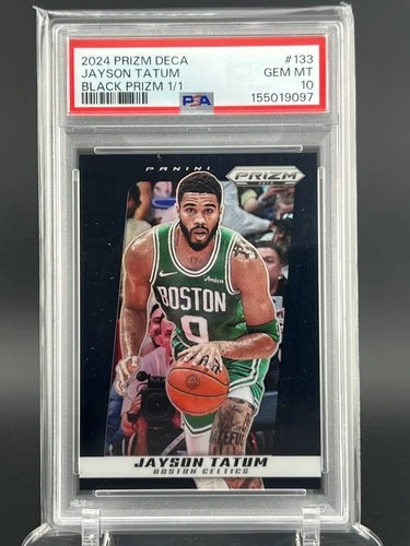 Jayson Tatum 2024-25 Prizm Deca Black Prizm 1/1 PSA 10