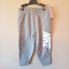 Nike Therma-Fit Boys Gray Tricot Jogger Pants-4-Elastic Waist Spellout