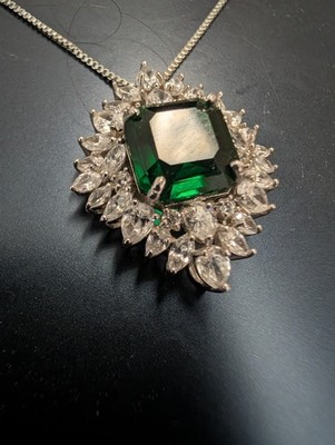 2.50Ct Asscher Cut Emerald Diamond Flower Necklace 
