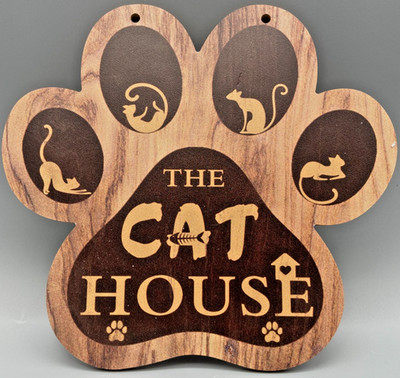 *Holzfaserschild-Cat House-Katzen & Katzenpfote-Türschild-ca. 15cm x 14cm-Deko