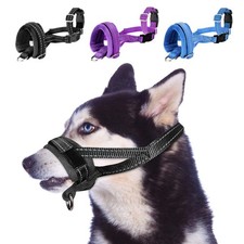 Soft Dog Muzzle Adjustable Padded Nylon Muzzle for Large Medium Dogs Anti Che...