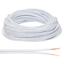 50Ft 18/2 PVC Covered Wire, SPT-2 UL Listed Copper Electronic Wire, White