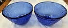 Vtg Pyrex  3 Cup Mixing Serving Bowls x 2, Cobalt Blue Glass Ribbed 7401-S