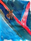 Cat On A Ledge Contemporary Expressionist Original Painting Canvas Board 11x14 — photo 1
