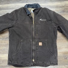 Carhartt C61 DKB Sandstone Ridge Coat Men s Size L Sherpa Lined Dark Brown