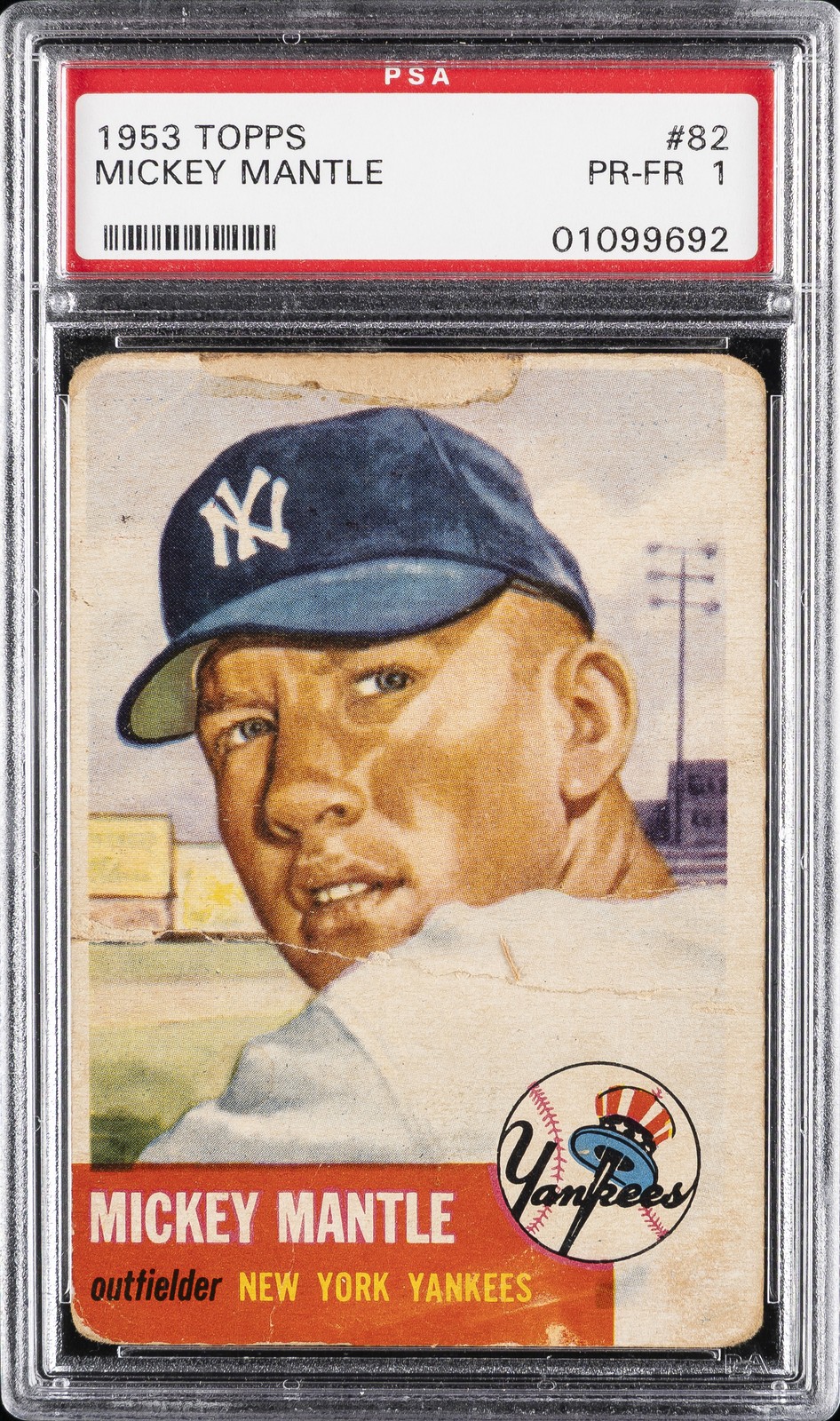 1953 TOPPS #82 MICKEY MANTLE PSA 1