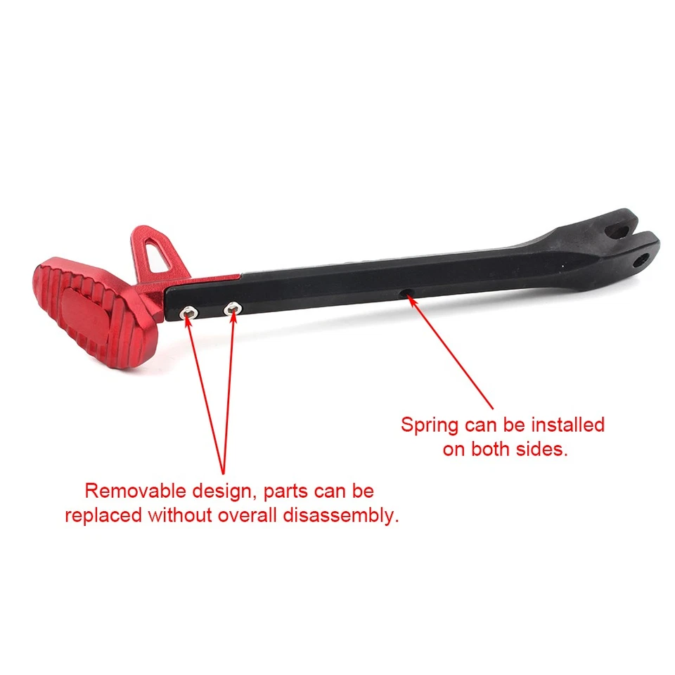 Motor Single Side Stand Leg Kickstand Supporter Black+Red CNC Alloy 250MM US - Image 4 of 4