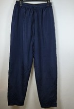 Vintage women's trousers, 100 silk, large size, navy blue