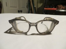 vtg AO American Optical Safety Horn Rim Glasses Mesh Shields with issues