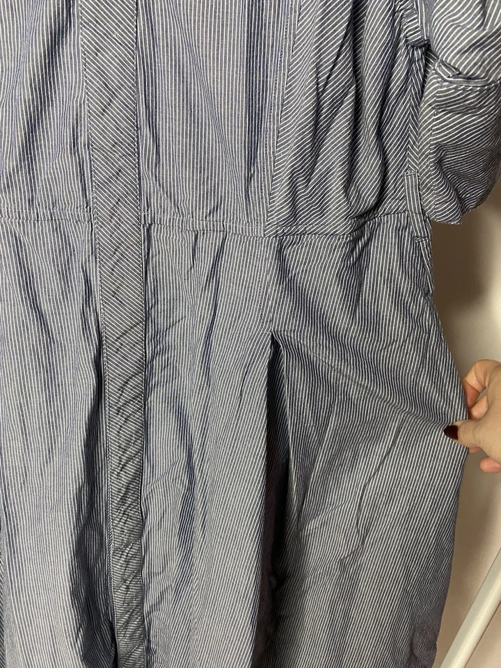 Billy Reid Women's Medium Button Up A-Line Shirt Dress Blue White Stripes Cotton - Image 3 of 4