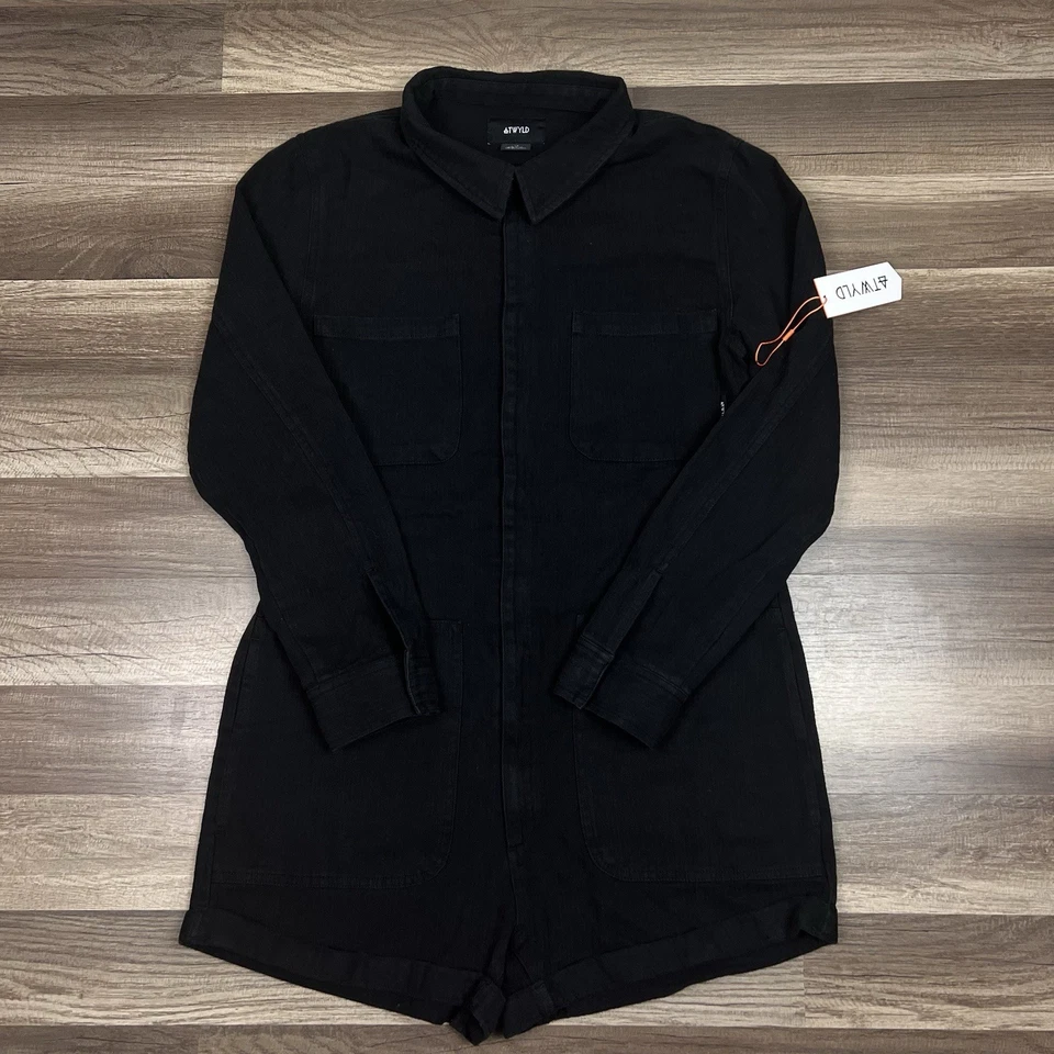 Jersey Atwyld No Service Negro Espiga Algodón Mameluco Motociclista Denim Mujer Talla L Foto 3 de 4