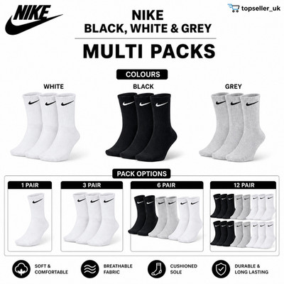 Nike Crew-Söckchen 3 6 12 Paar Baumwolle Sport Herren Damen UK Verkäufer