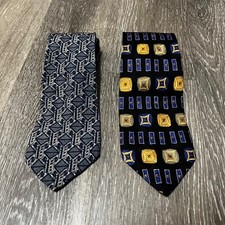 Lot of 2 Robert Talbott Silk Tie Geometric & Grid Medallion Necktie Made in USA