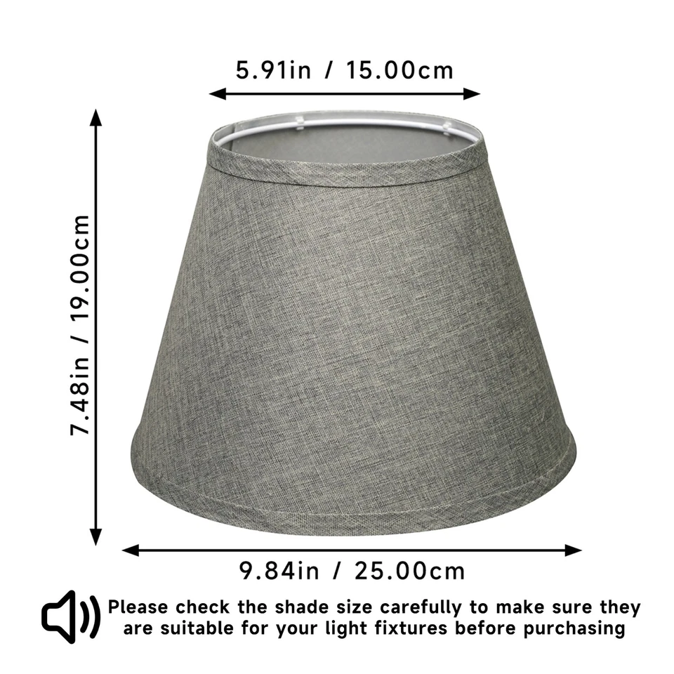 Set of 2 Small Empire Lamp Shades Dark Grey Linen Spider Fitter for Table Lamps - Image 4 of 4