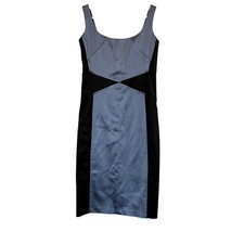 DAVID MEISTER black gray satin sleeveless short lined cocktail formal dress sz 2
