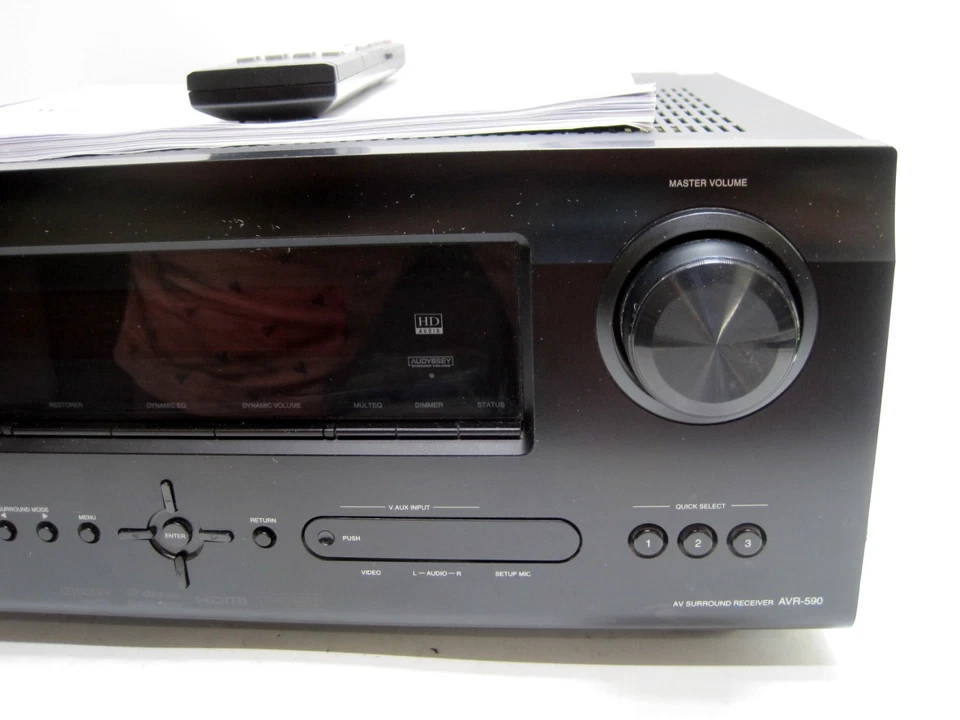 Denon AVR-590 HDMI Stereo Surround Sound Receiver Bundle W/Remote & Manual - Image 3 of 4
